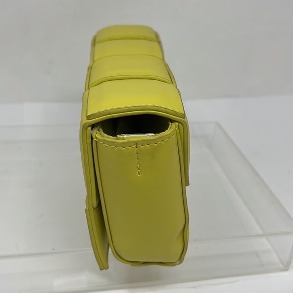 Lime Green Leatherette Braided Box Clutch Bag Purse - Picture 4 of 7